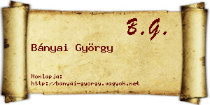 Bányai György névjegykártya